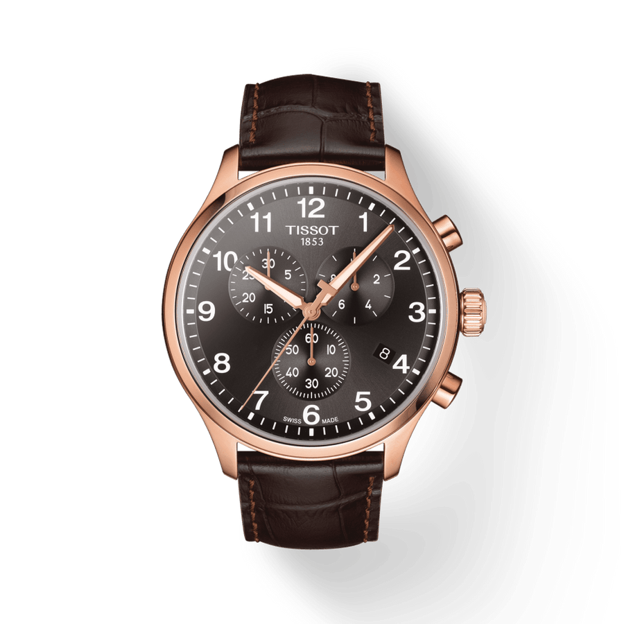 Tissot Chrono XL Black Dial Brown Leather Strap Watch For Men - T116.617.36.057.01