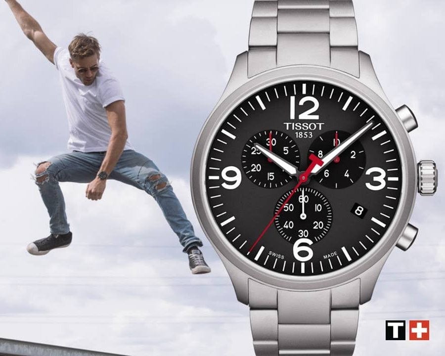 Tissot Chrono XL Black Dial Silver Steel Strap Watch For Men - T116.617.11.057.00