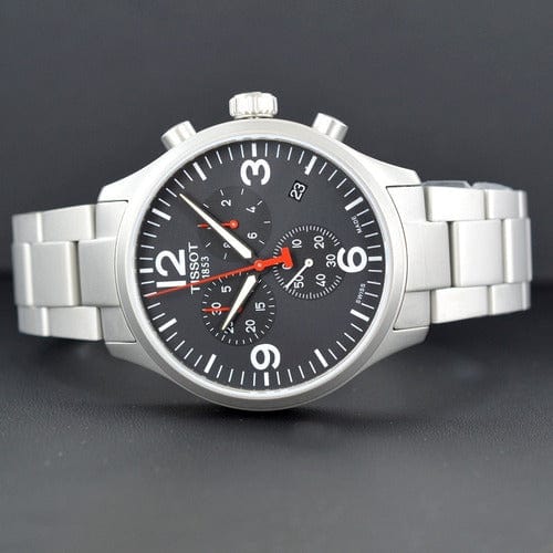Tissot Chrono XL Black Dial Silver Steel Strap Watch For Men - T116.617.11.057.00