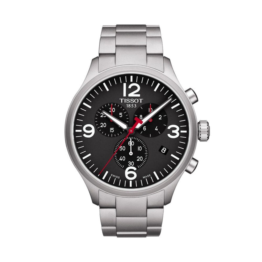 Tissot Chrono XL Black Dial Silver Steel Strap Watch For Men - T116.617.11.057.00
