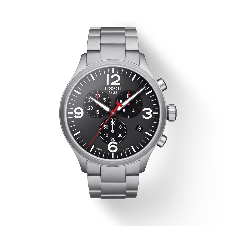 Tissot Chrono XL Black Dial Silver Steel Strap Watch For Men - T116.617.11.057.00