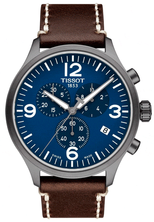 Tissot Chrono XL Blue Dial Brown Leather Strap Watch For Men - T116.617.36.047.00