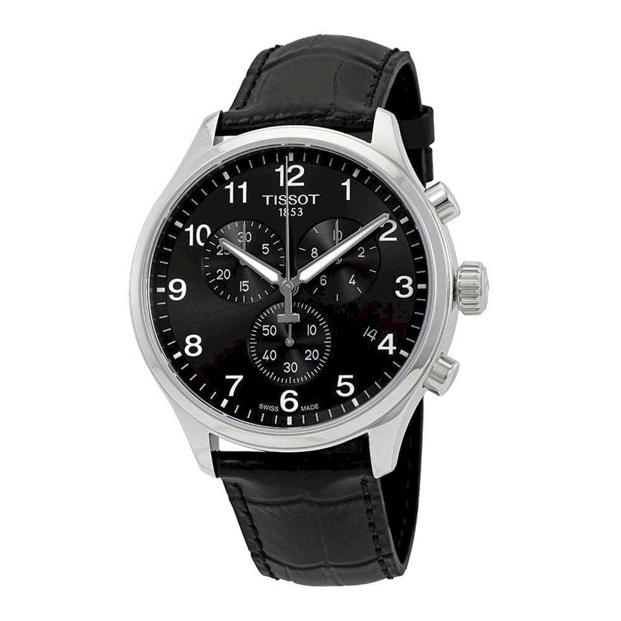 Tissot Chrono XL Classic Black Dial Black Leather Strap Watch For Men - T116.617.16.057.00