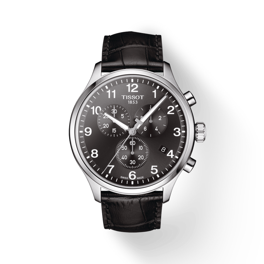 Tissot Chrono XL Classic Black Dial Black Leather Strap Watch For Men - T116.617.16.057.00