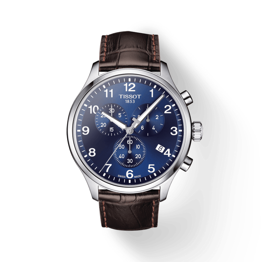 Tissot Chrono XL Classic Blue Dial Brown Leather Strap Watch For Men - T116.617.16.047.00