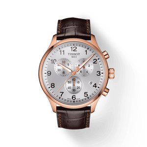 Tissot Chrono XL Classic Silver Dial Brown Leather Strap Watch For Men - T116.617.36.037.00