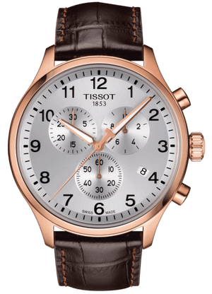 Tissot Chrono XL Classic Silver Dial Brown Leather Strap Watch For Men - T116.617.36.037.00