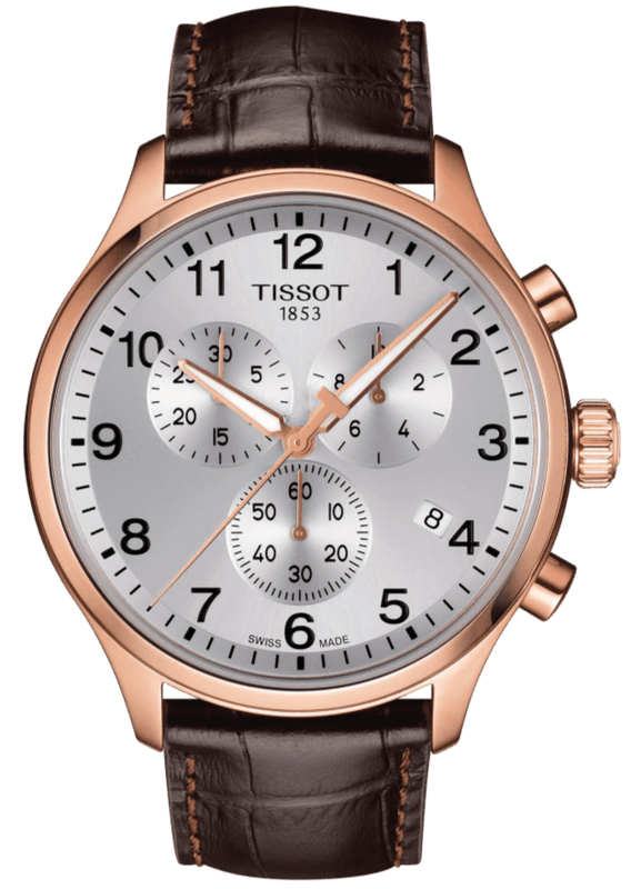 Tissot Chrono XL Classic Silver Dial Brown Leather Strap Watch For Men - T116.617.36.037.00