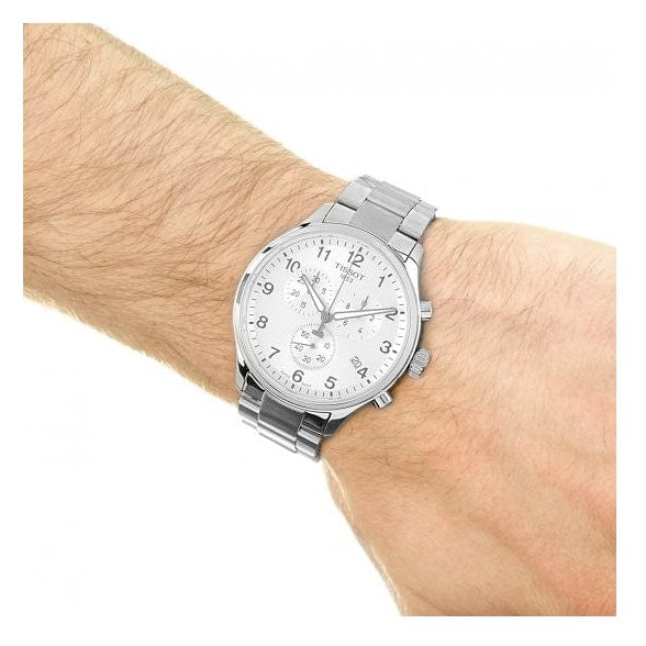 Tissot Chrono XL Classic Silver Dial Silver Steel Strap Watch For Men - T116.617.11.037.00