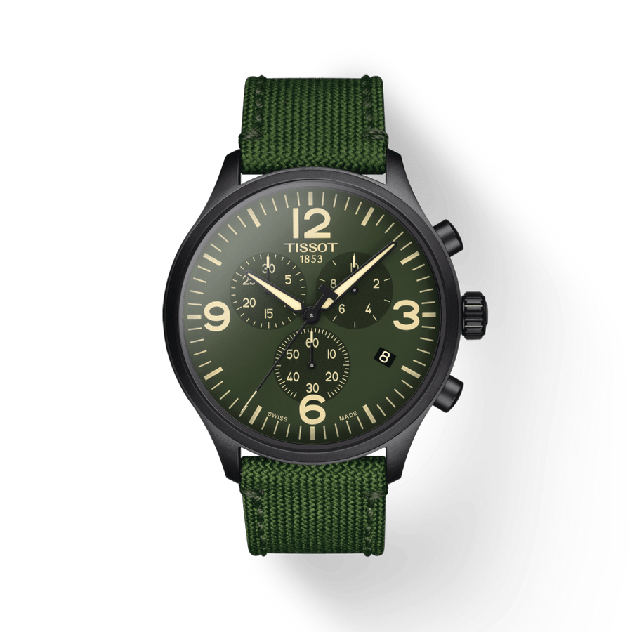 Tissot Chrono XL Green Dial Green NATO Strap Watch For Men - T116.617.37.097.00