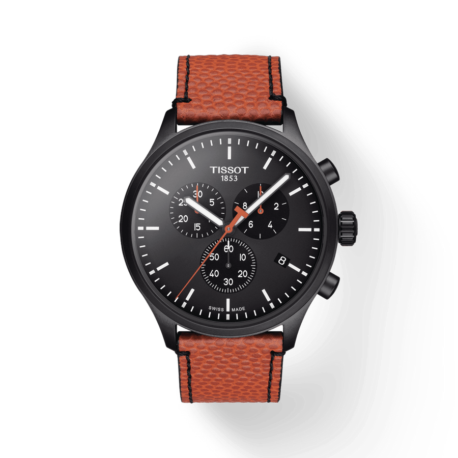 Tissot Chrono XL NBA Special Edition Black Dial Brown Leather Strap Watch for Men - T116.617.36.051.12