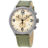 Tissot T Sport Chrono XL Beige Dial Khakhi Green Nylon Strap Watch for Men - T116.617.33.267.00