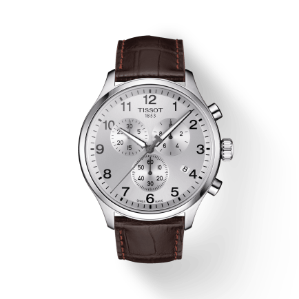 Tissot Chrono XL Silver Dial Brown Leather Strap Watch For Men - T116.617.16.037.00