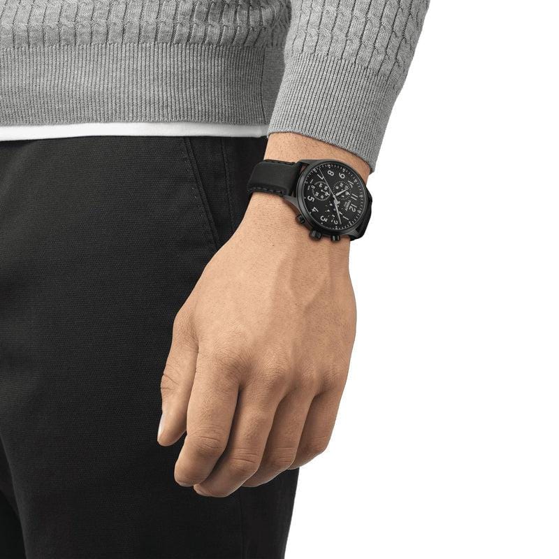 Tissot Chrono XL Vintage Chronograph Black Dial Black Leather Strap Watch For Men - T116.617.36.052.02