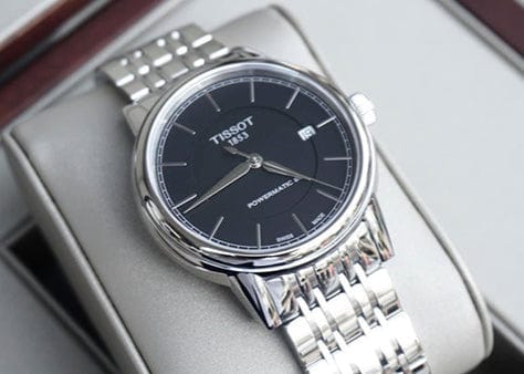 Tissot Classic Carson Powermatic 80 Black Dial Silver Steel Strap Watch For Men - T085.407.11.051.00
