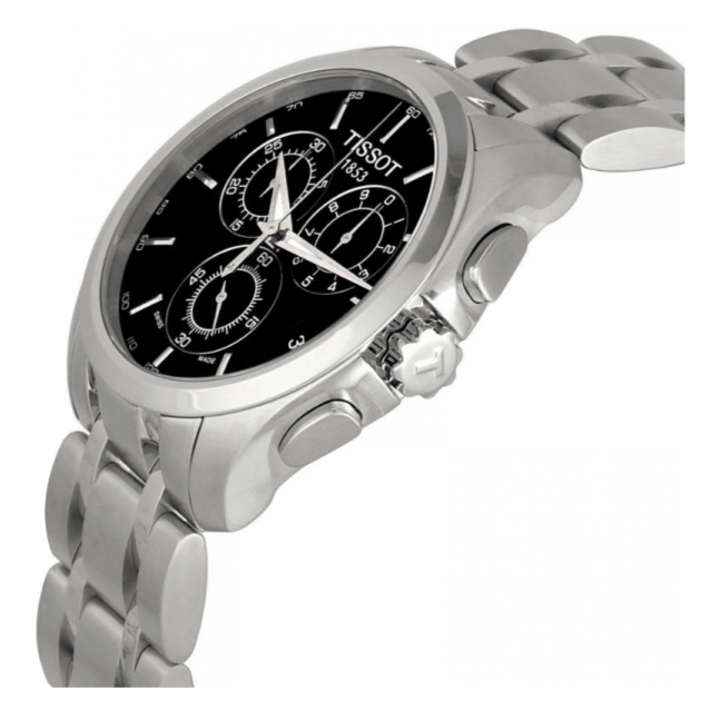 Tissot Couturier Chronograph Black Dial Silver Steel Strap Watch For Men - T035.617.11.051.00