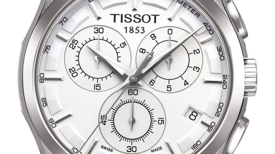 Tissot Couturier Chronograph White Dial Brown Leather Strap Watch For Men - T035.617.16.031.00