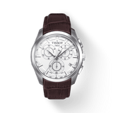 Tissot Couturier Chronograph White Dial Brown Leather Strap Watch For Men - T035.617.16.031.00