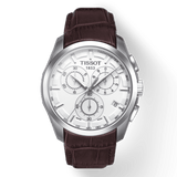 Tissot Couturier Chronograph White Dial Brown Leather Strap Watch For Men - T035.617.16.031.00