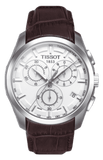 Tissot Couturier Chronograph White Dial Brown Leather Strap Watch For Men - T035.617.16.031.00