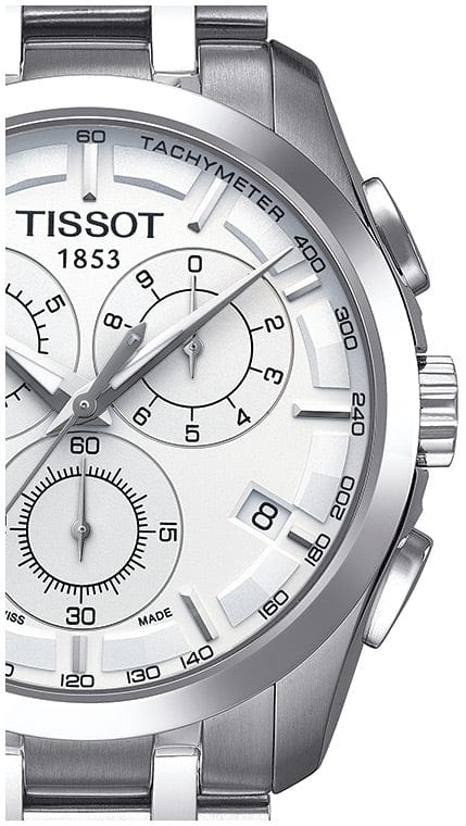 Tissot Couturier Chronograph White Dial Silver Steel Strap Watch For Men - T035.617.11.031.00