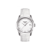 Tissot Couturier Lady Silver Dial White Leather Strap Watch For Women - T035.210.16.011.00