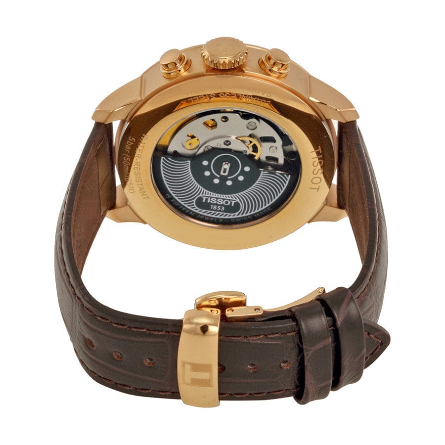 Tissot Des Tourelles Chronograph Silver Dial Brown Leather Strap Watch For Men - T099.427.36.038.00