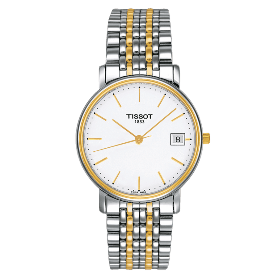 Tissot Desire White Dial Two Tone Mesh Bracelet Two Tone Steel Watch For Men - T52.2.481.31