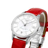 Tissot Chemin Des Tourelles Powermatic 80 Mother of Pearl Dial Red Leather Strap Watch For Women - T099.207.16.118.00