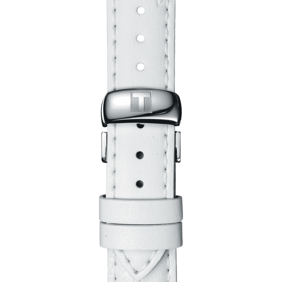 Tissot Dressport Chronograph Mother of Pearl Dial White Leather Strap Watch for Women - T050.217.17.117.00