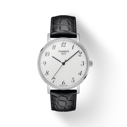 Tissot Everytime Desire Medium White Dial Black Leather Strap Watch For Men - T109.410.16.032.00