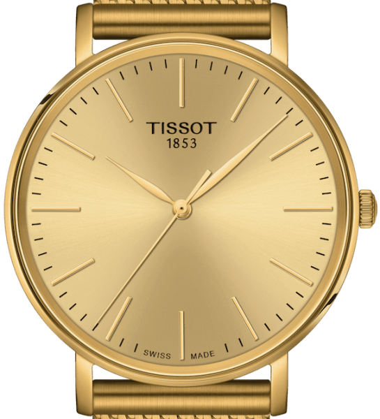 Tissot Everytime Gent Gold Dial Gold Mesh Bracelet Watch for Men - T143.410.33.021.00