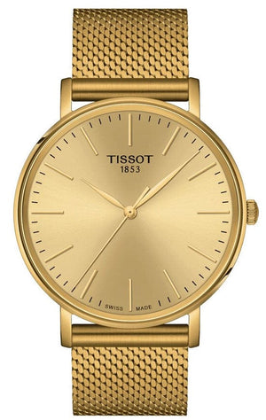 Tissot Everytime Gent Gold Dial Gold Mesh Bracelet Watch for Men - T143.410.33.021.00