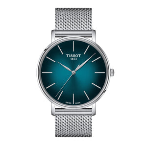 Tissot Everytime Gent Green Dial Silver Mesh Bracelet Watch for Men - T143.410.11.091.00