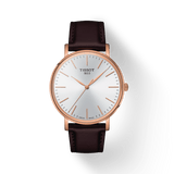 Tissot Everytime Gent Silver Dial Brown Leather Strap Watch for Men - T143.410.36.011.00