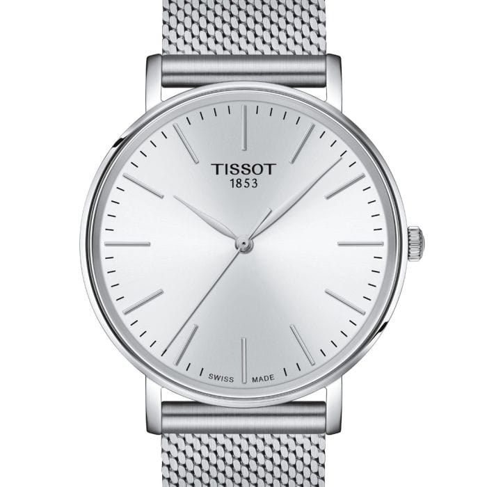Tissot Everytime Gent Silver Dial Silver Mesh Bracelet Watch for Men - T143.410.11.011.00