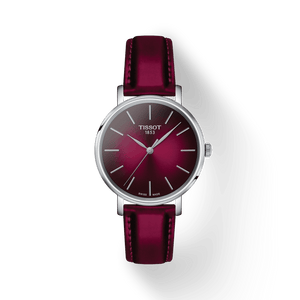 Tissot Everytime Lady Burgundy Dial Burgundy Leather Strap Watch for Women - T143.210.17.331.00