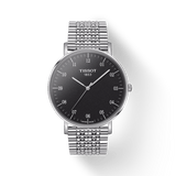 Tissot Everytime Large Black Dial Silver Mesh Bracelet Watch For Men - T109.610.11.077.00