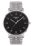Tissot Everytime Large Black Dial Silver Mesh Bracelet Watch For Men - T109.610.11.077.00