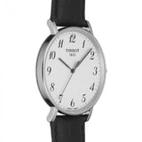 Tissot Everytime Large White Dial Black Leather Strap Watch For Men - T109.610.16.032.00
