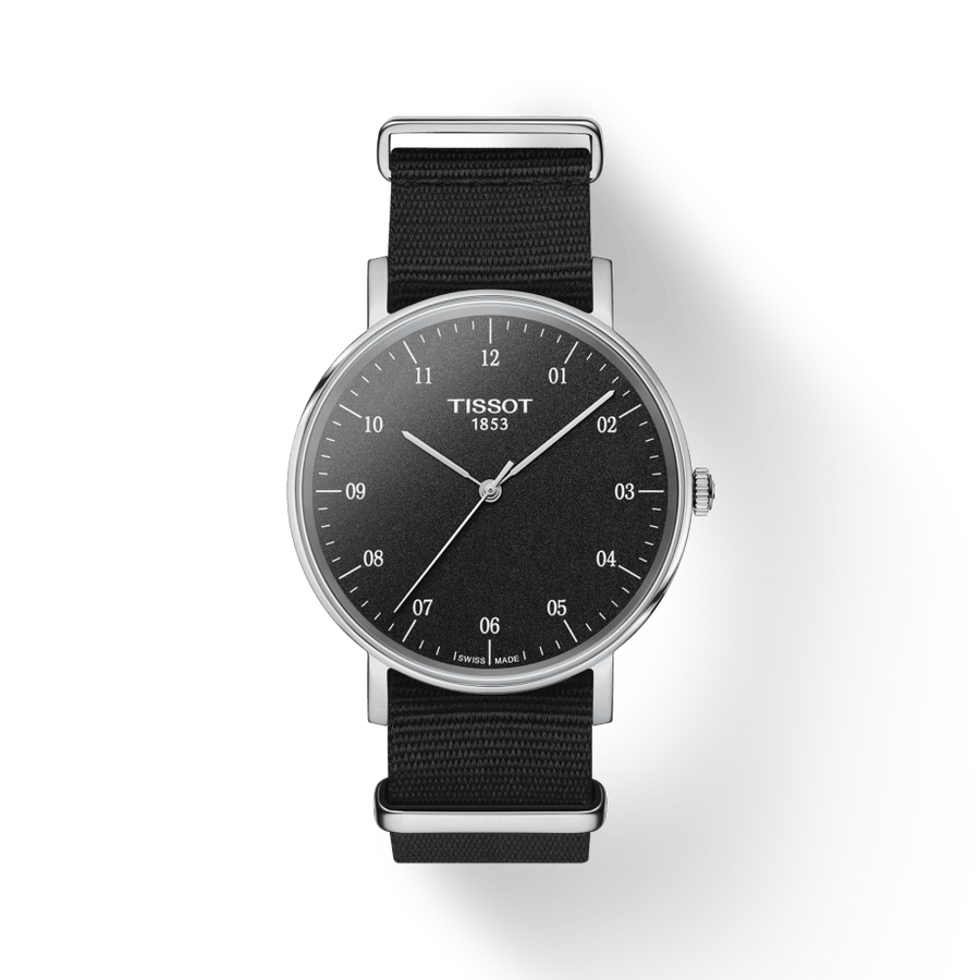 Tissot Everytime Medium Black Dial Black NATO Strap Watch For Men - T109.410.17.077.00