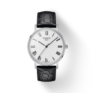 Tissot Everytime Medium White Dial Black Leather Strap Watch For Men - T109.410.16.033.01