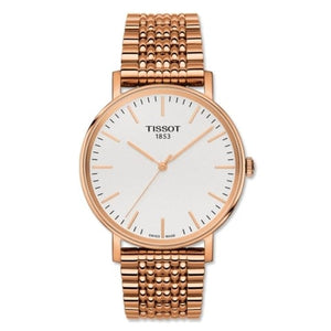 Tissot Everytime Medium White Dial Rose Gold Mesh Bracelet Watch For Men - T109.410.33.031.00
