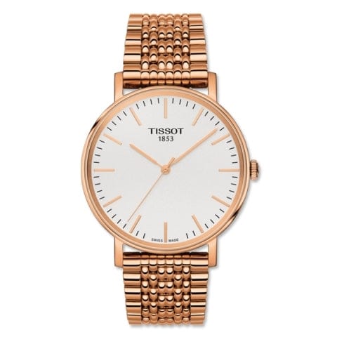 Tissot Everytime Medium White Dial Rose Gold Mesh Bracelet Watch For Men - T109.410.33.031.00