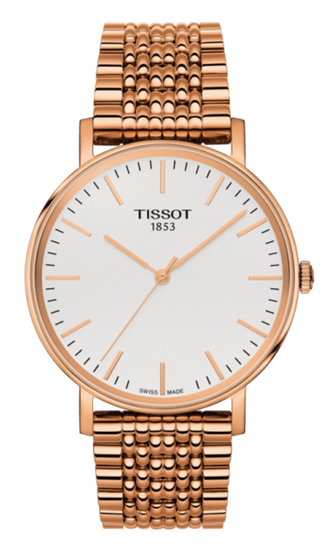 Tissot Everytime Medium White Dial Rose Gold Mesh Bracelet Watch For Men - T109.410.33.031.00