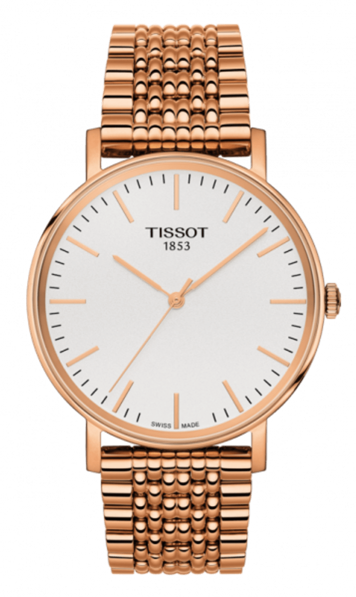 Tissot Everytime Medium White Dial Rose Gold Mesh Bracelet Watch For Men - T109.410.33.031.00
