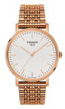 Tissot Everytime Medium White Dial Rose Gold Mesh Bracelet Watch For Men - T109.410.33.031.00