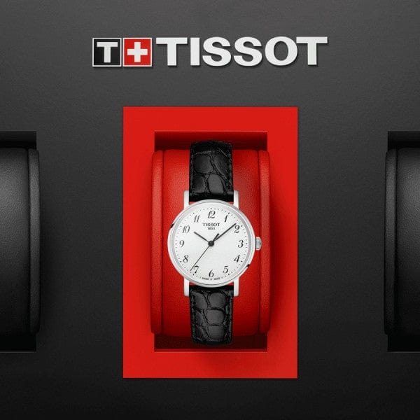 Tissot Everytime Small White Dial Black Leather Strap Watch For Women - T109.210.16.032.00