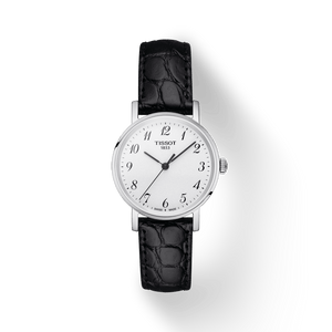 Tissot Everytime Small White Dial Black Leather Strap Watch For Women - T109.210.16.032.00