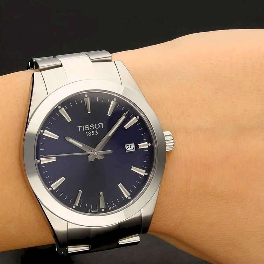 Tissot Gentleman Blue Dial Silver Steel Strap Watch For Men - T127.410.11.041.00